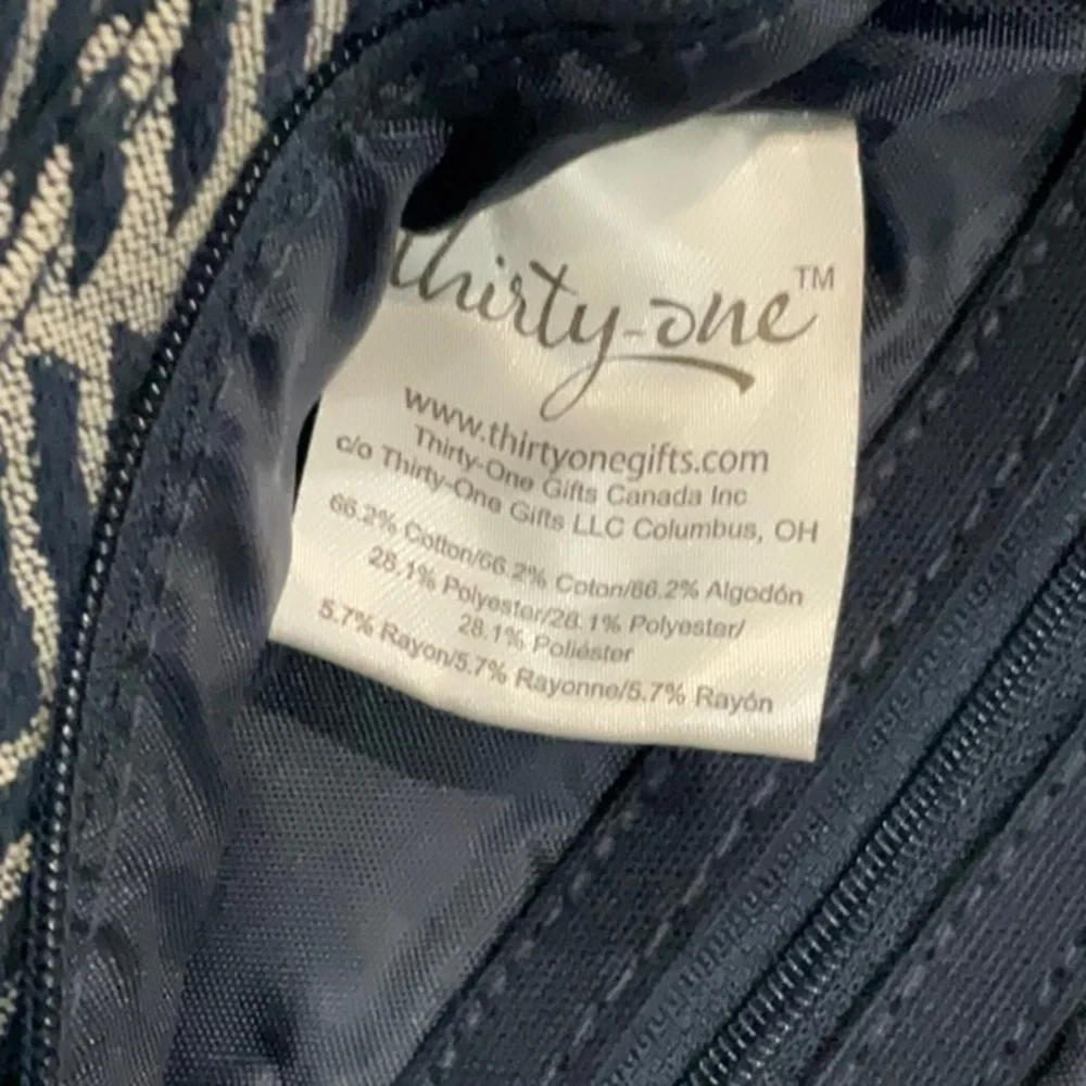 Thirty-One Stylish Navy and Gray Patterned Women's Brocade Crossbody Bag - Picture 12 of 12